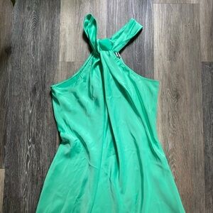 A New Day Silky Green Halter Midi Slip Dress XL Slinky Slouchy Formal Satin Soft